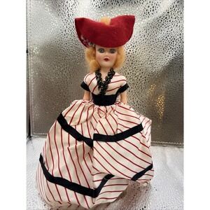Vintage 1960s Arco Dolls of the World France Doll 7.25" Red Striped Dress Blonde